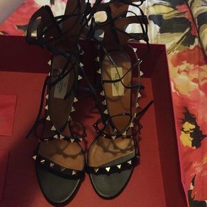 Valentino rock-stud strap lace up gladiator heels
